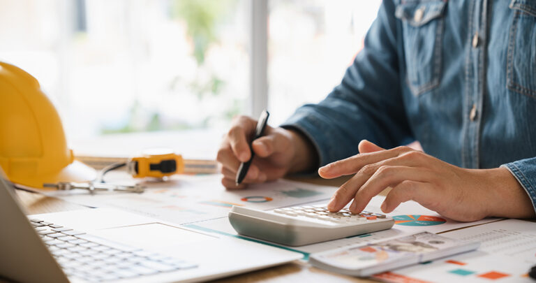Contractor working on bookkeeping